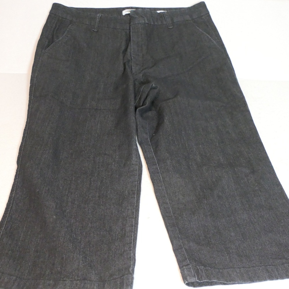 Nine West Women Pants 16 Black Wide Leg Capris Academia Minimalist Literary Chic